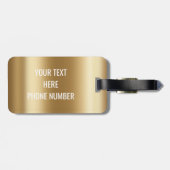 Elegantes Metall 3D-Look Kalligrafie Gold Monogram Gepäckanhänger (Rückseite horizontal)