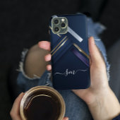 Elegantes Metall 3D-Look Kalligrafie Schwarze Mono Case-Mate iPhone Hülle