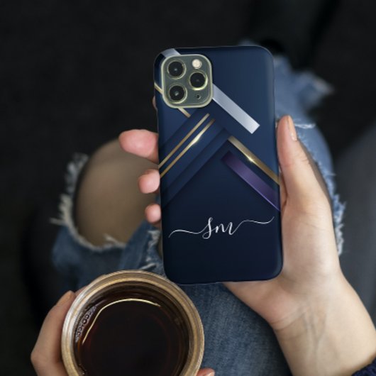 Elegantes Metall 3D-Look Kalligrafie Schwarze Mono Case-Mate iPhone Hülle