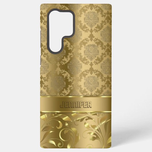 Elegantes Metall Gold Damaskus & Spitzen Samsung Galaxy Hülle (Rückseite)