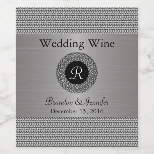 Elegantes Metall-Look Hochzeitwein Weinetikett (Einzelnes Label)