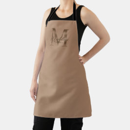 Elegantes Metall-Taupe-Gold-Monogramm in Schreibsc Schürze