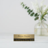 Elegantes Metallic Gold mit Gold Confetti Mini Visitenkarte (Stehend Vorderseite)
