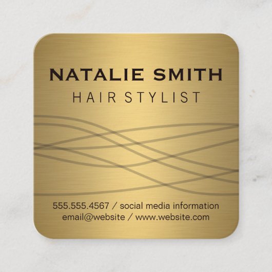 Elegantes Metallic Gold Quadratische Visitenkarte (Vorderseite)