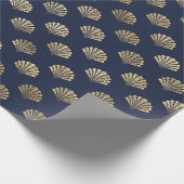 Elegantes Metallic Gold und Blau unter der Muschel Geschenkpapier (Ecke)