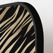 Elegantes Metallic Gold Zebra Animal Print Monogra Pickleball Schläger (Linke Seite)