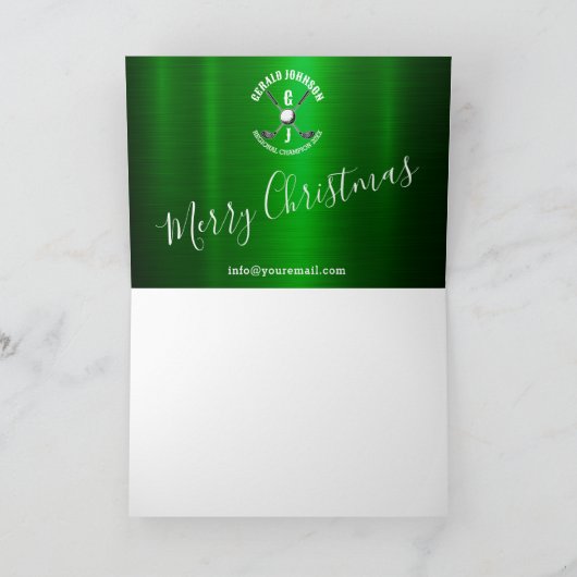 Elegantes Metallic Golf Monogram Design Einladung (Innenseite)