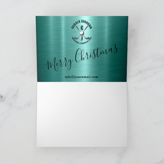 Elegantes Metallic Golf Monogram Design Einladung (Innenseite)