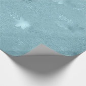 Elegantes, metallisch blaues Weihnachtsblumenmuste Geschenkpapier (Ecke)