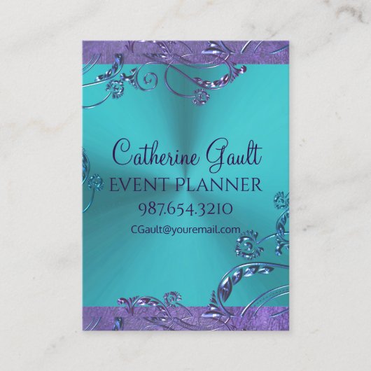 Elegantes metallisches Blumenmuster Visitenkarte (Vorderseite)