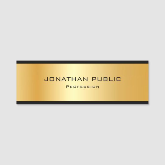 Elegantes Metallisches Gold Look Template Beruflic Namensschild (Vorderseite)