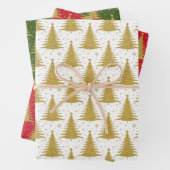 Elegantes metallisches goldenes Weihnachtsbaummust Geschenkpapier Set (Beispiel)