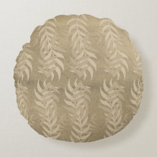 Elegantes metallisches hellbraunes Leaf-Muster - N Rundes Kissen