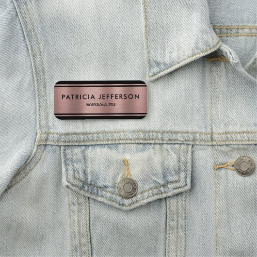 Elegantes Metallisches Rosa und Schwarz: Klassisch Namensschild (Beispiel)