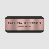 Elegantes Metallisches Rosa und Schwarz: Klassisch Namensschild (Vorderseite)