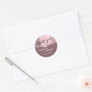 Elegantes Metallisches Roségold Schriftzug Hochzei Runder Aufkleber