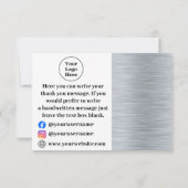 Elegantes metallisches Silber Dankeschön Card Dankeskarte (Rückseite)