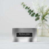 Elegantes metallisches Silber minimales Design Visitenkarte (Stehend Vorderseite)