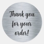Elegantes metallisches Silber Vielen Dank Runder Aufkleber (Vorderseite)