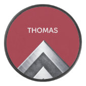 Elegantes Metallmuster Mit Monogramm Eishockey Puck (Vorderseite)