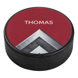 Elegantes Metallmuster Mit Monogramm Eishockey Puck