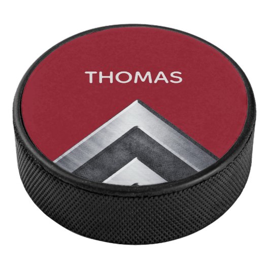 Elegantes Metallmuster Mit Monogramm Eishockey Puck (3/4)