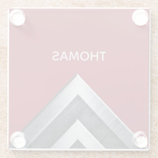 Elegantes Metallmuster Mit Monogramm Glasuntersetzer (Rückseite)