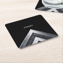 Elegantes Metallmuster Mit Monogramm Rechteckiger Pappuntersetzer