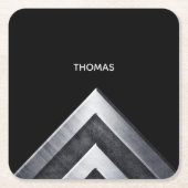 Elegantes Metallmuster Mit Monogramm Rechteckiger Pappuntersetzer (Vorderseite)