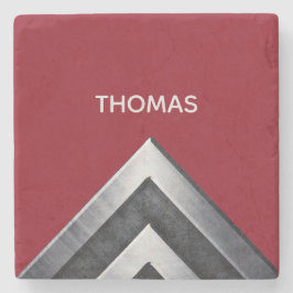 Elegantes Metallmuster Mit Monogramm Steinuntersetzer