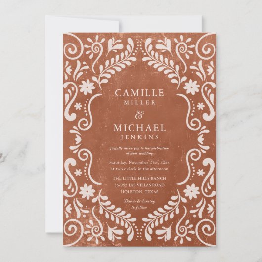 Elegantes mexikanisches Fiesta Wedding Foto Einlad Einladung (Vorderseite)