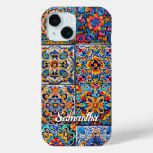 Elegantes mexikanisches Talavera rotes Gelbfliesen Case-Mate iPhone Hülle (Rückseite)