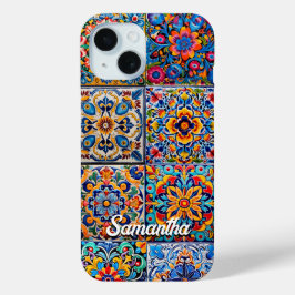 Elegantes mexikanisches Talavera rotes Gelbfliesen Case-Mate iPhone Hülle