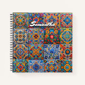 Elegantes mexikanisches Talavera rotes Gelbfliesen Notizblock (Vorderseite)