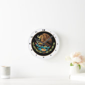 Elegantes Mexiko, mexikanischer Adler, Flaggenhaus Runde Wanduhr (Zuhause)