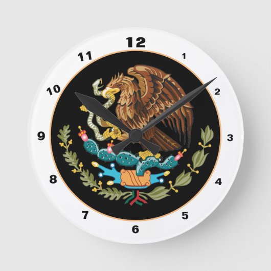 Elegantes Mexiko, mexikanischer Adler, Flaggenhaus Runde Wanduhr (Vorderseite)