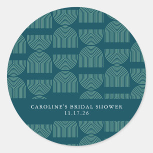 Elegantes Mid Mod Arch Aquamarines benutzerdefinie Runder Aufkleber