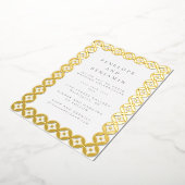 Elegantes Mid Mod Geometric Wedding Chic White Folieneinladung (Gedreht)