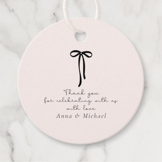 elegantes Milchrosa Danke Geschenkanhänger (Vorderseite)