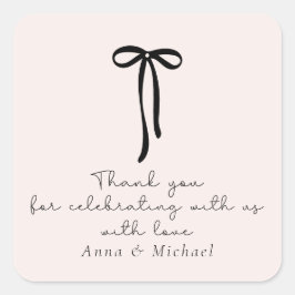 elegantes Milchrosa Danke Quadratischer Aufkleber