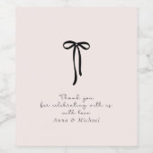 elegantes Milchrosa Danke Weinetikett (Einzelnes Label)