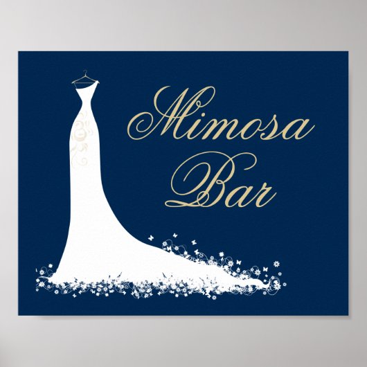 Elegantes Mimosa Bar Wedding Gown Brautparty Poster (Vorne)