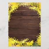 Elegantes Mimosa Blume Wedding Menu Menükarte (Rückseite)