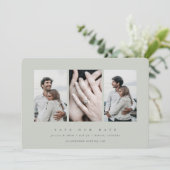 Elegantes Minimal 3 Foto Save The Date (Stehend Vorderseite)