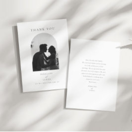 Elegantes Minimal Arch Foto Hochzeit Dankeskarte