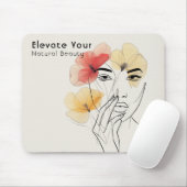Elegantes Minimal Art Line Gesicht Blume Schönheit Mousepad (Mit Mouse)