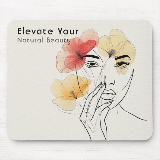 Elegantes Minimal Art Line Gesicht Blume Schönheit Mousepad (Vorne)