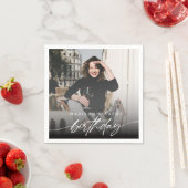 Elegantes Minimal Birthday Party Foto Modernes Skr Serviette (Beispiel)