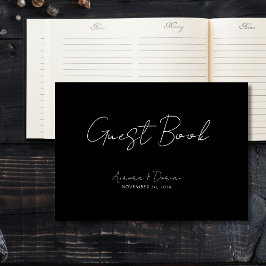 Elegantes Minimal Black Wedding Guest Book Gästebuch