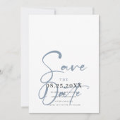 Elegantes Minimal Blue Wedding Foto Save the Date (Vorderseite)